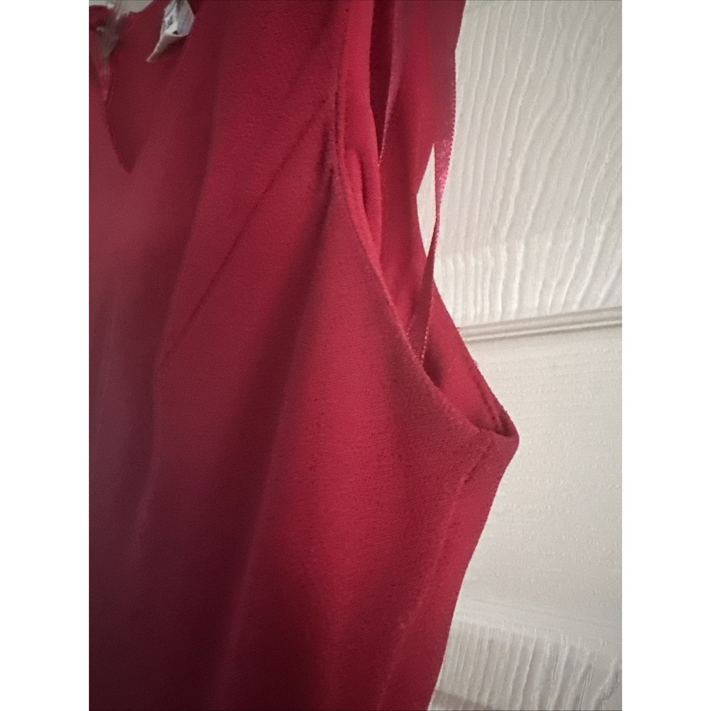Women's Vintage Miss Dorby Red 2‎ Pc Dress Jacket Ruffle Jeweled Buttons Size 14 - Picture 11 of 13